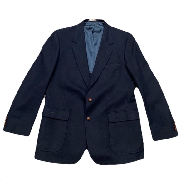 Vintage Arnie Mens Navy Blue 100% Wool Sport Coat Blazer 44T - Picture 1 of 14